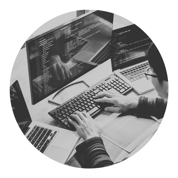 man typing on keyboard