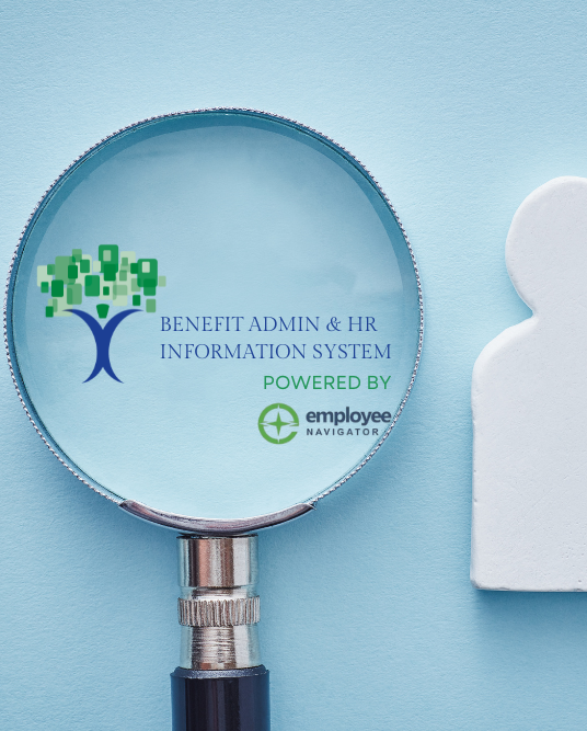 magnifying glass with benefit plans logo